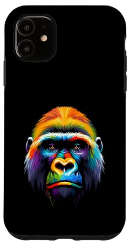 Hülle für iPhone 11 Mehrfarbige Kunst, bunter Gorilla von Colorful Animals Co.