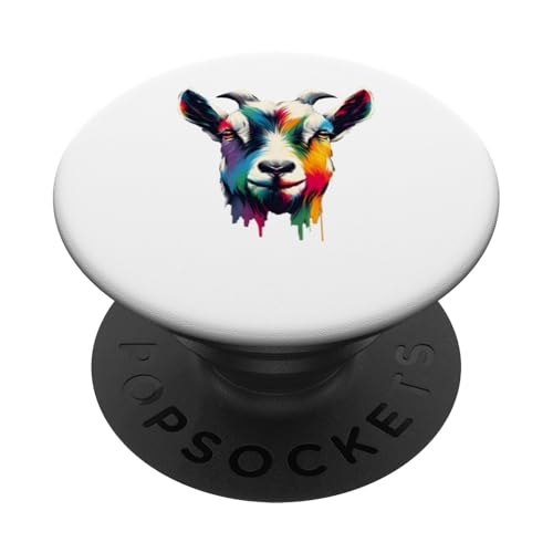 Mehrfarbige Kunst, bunte Ziege PopSockets Klebender PopGrip von Colorful Animals Co.