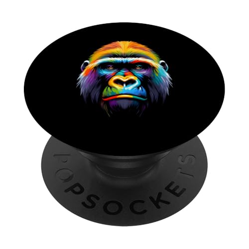 Mehrfarbige Kunst, bunter Gorilla PopSockets Klebender PopGrip von Colorful Animals Co.