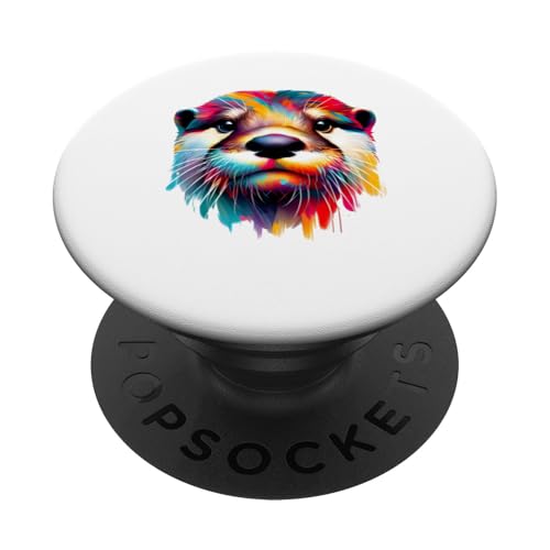 Mehrfarbige Kunst, bunter Otter PopSockets Klebender PopGrip von Colorful Animals Co.