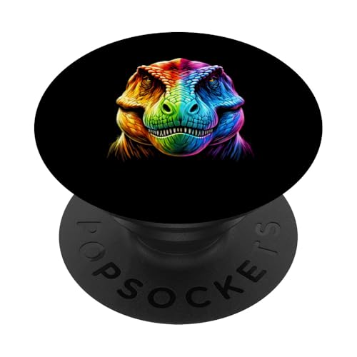 Mehrfarbige Kunst, bunter T-Rex PopSockets Klebender PopGrip von Colorful Animals Co.