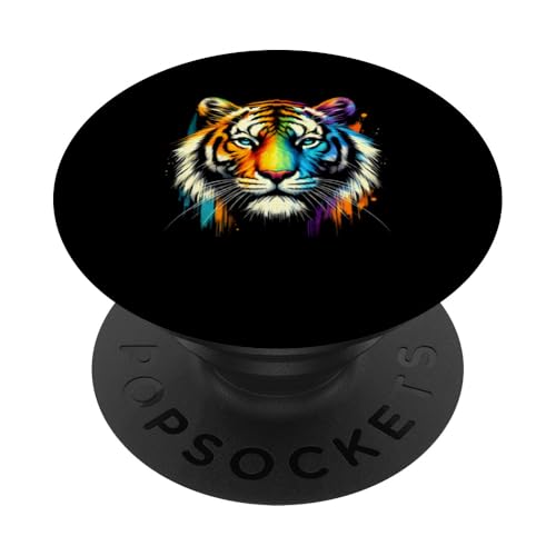 Mehrfarbige Kunst, bunter Tiger PopSockets Klebender PopGrip von Colorful Animals Co.