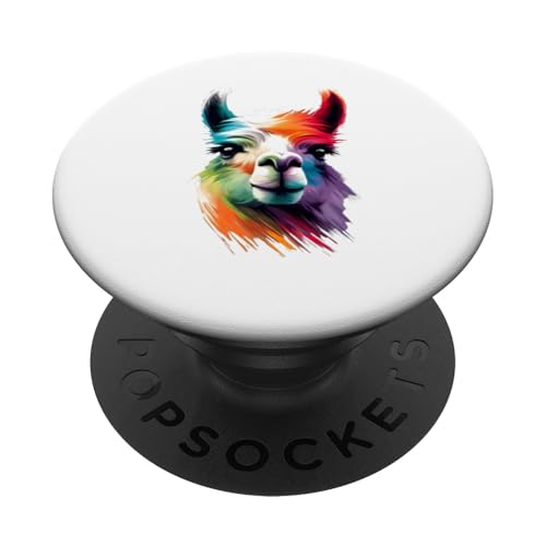 Mehrfarbige Kunst, buntes Lama PopSockets Klebender PopGrip von Colorful Animals Co.