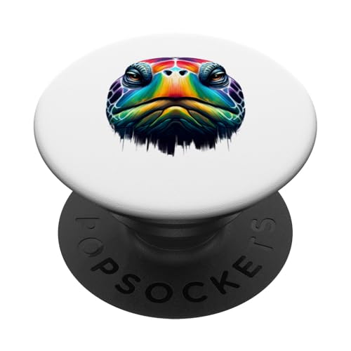 Mehrfarbige Kunst-Schildkröte PopSockets Klebender PopGrip von Colorful Animals Co.