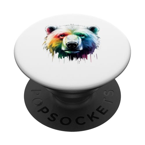 Mehrfarbiger Eisbär PopSockets Klebender PopGrip von Colorful Animals Co.