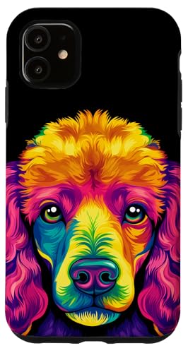 Hülle für iPhone 11 Buntes Pudelgesicht, niedlicher Regenbogen-Hundeliebhaber, für Männer und Frauen, Schwarz von Colorful Dog Face