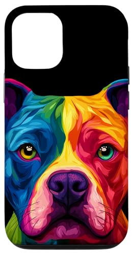 Hülle für iPhone 14 Pro Staffordshire Bullterrier Face Staffy Dog Black von Colorful Dog Face