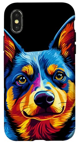 Hülle für iPhone X/XS Buntes blaues Heeler-Gesicht für australische Rinder von Colorful Dog Face