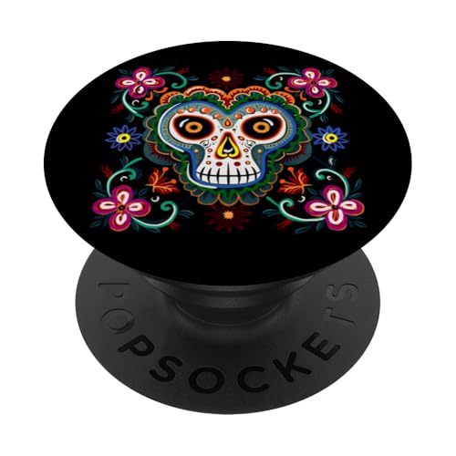 Bunt, lebendig, Calavera, traditionelle mexikanische Volkskunst PopSockets Klebender PopGrip von Colorful art