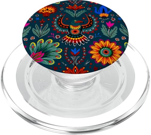 Bunt, lebendig, Vogel, mexikanische traditionelle Volkskunst PopSockets PopGrip für MagSafe von Colorful art