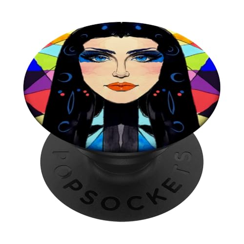 Hübsches Gesicht, Aquarellkunst, Mädchen, Frau, bunt, abstrakte Kunst PopSockets Klebender PopGrip von Colorful art