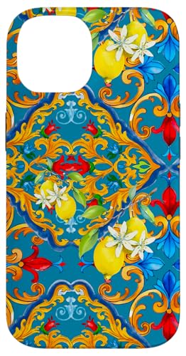 Sommer Zitrone Mediterraner Stil Blau Barock Kunst Hülle für iPhone 14 von Colorful art