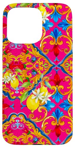 Sommer zitronenrosa mediterraner Stil Barock Kunst Hülle für iPhone 15 Pro Max von Colorful art