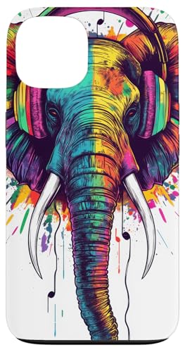 Hülle für iPhone 13 Elefant Musik Tier Kopfhörer Musikliebhaber von Colorful elephant Animal art Wildlife