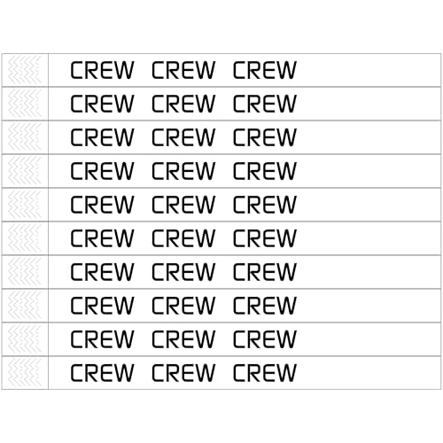 CombiCraft Tyvek Einlassbänder - Weiß mit 'CREW' Aufdruck - 100 Stück - Zur Zugangskontrolle hinter der Bühne - Mit starkem Klebestreifen von CombiCraft