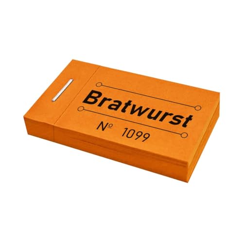 CombiCraft Wertmarken Block 'Bratwurst' Orange - 5 Blöcke mit 50 Wertmarken pro Block - Ideal für verschiedenste Aktivitäten, Events, Partys und Feierlichkeiten von CombiCraft