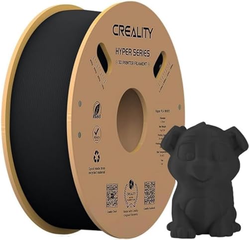 Offizielles Creality High Speed PLA Filament 1.75mm, Hyper 30-600mm/s 3D Drucker Filament PLA, 1KG(2.2lbs) Spule Grau PLA, Maßgenauigkeit +/-0.02mm, Passend für die meisten FDM 3D Drucker (Black) von Comgrow