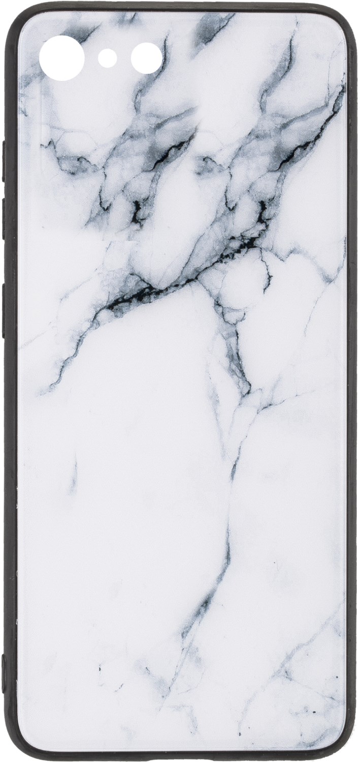 Glas Back Cover Marble für iPhone SE (2020) weiß von Commander