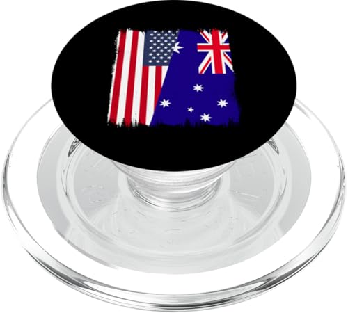 Amerika, Australien, halbe Flagge, USA, amerikanische australische Wurzeln PopSockets PopGrip für MagSafe von Commonwealth Of Australia Flag Design Love Straya