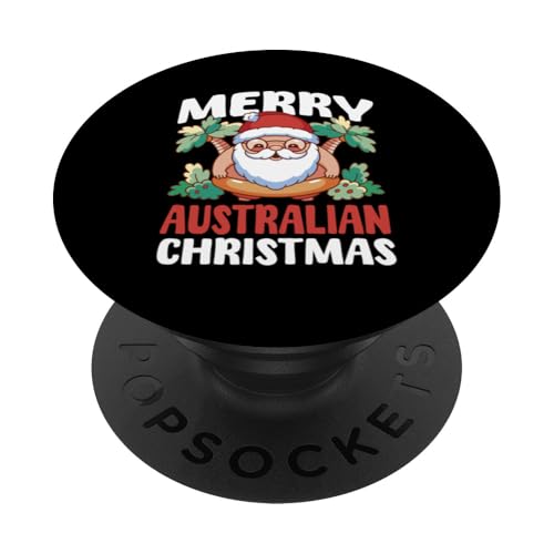 Frohe australische Weihnachten Down Under Beach Aussie Santa PopSockets Klebender PopGrip von Commonwealth Of Australia Flag Design Love Straya