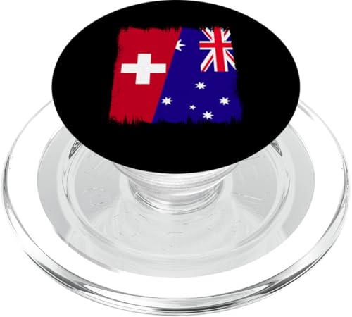 Schweiz Australien Halbflagge Schweiz Australien Wurzeln PopSockets PopGrip für MagSafe von Commonwealth Of Australia Flag Design Love Straya