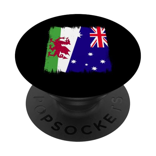 Wales Australien, halbe Flagge, walisische australische Wurzeln PopSockets Klebender PopGrip von Commonwealth Of Australia Flag Design Love Straya