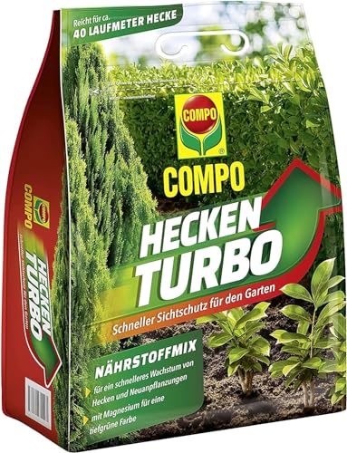 COMPO Heckenturbo - leistungsstarker Spezial-Dünger für Hecken und Neuanpflanzungen - Heckendünger für schnelles Wachstum - 4 kg, grün von Compo