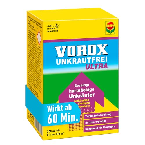 VOROX Unkrautfrei Ultra 250 ml - Hochwirksamer Unkrautvernichter mit Sofortwirkung, Sichtbarkeit ab 60 min - sicher für Umwelt und Haustiere von Compo