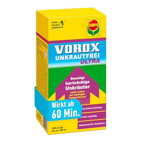 VOROX Unkrautfrei Ultra 450 ml - Hochwirksamer Unkrautvernichter mit Sofortwirkung, Sichtbarkeit ab 60 min - sicher für Umwelt und Haustiere von Compo