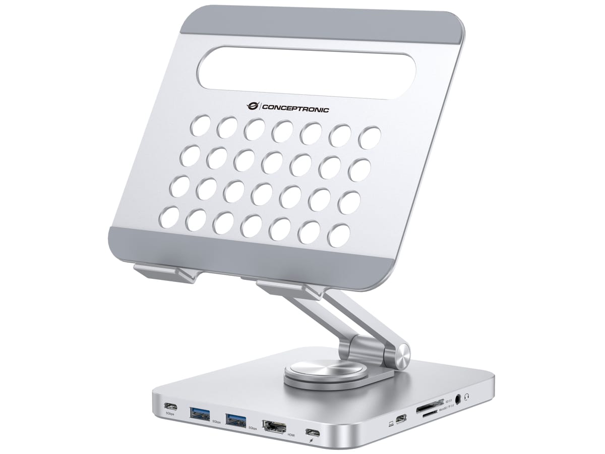 CONCEPTRONIC Dockingstation DONN26G 8-in-1 inkl. Tabletständer von Conceptronic