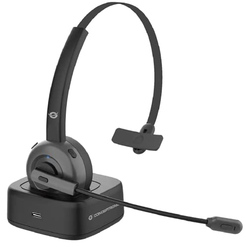 Conceptronic POLONA03BDA Kabelloses Bluetooth-Headset mit Ladedoc & Bluetooth USB Audio Adapter, Schwarz von Conceptronic
