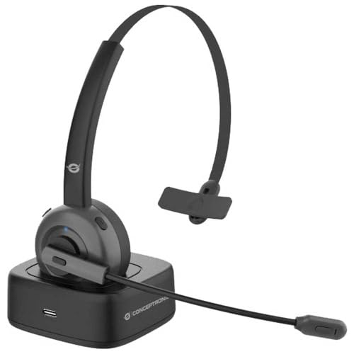 Conceptronic POLONA03BDA Kabelloses Bluetooth-Headset mit Ladedoc & Bluetooth USB Audio Adapter, Schwarz von Conceptronic