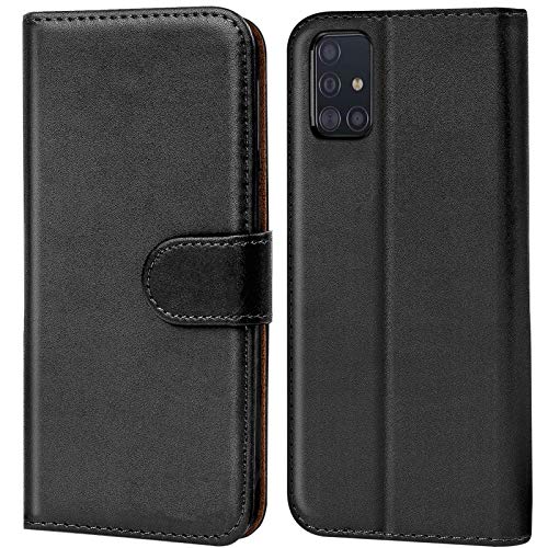 Conie® Handy Hülle für Samsung Galaxy A71 Etui, Premium Booklet Cover Flip Schutzhülle für Samsung Galaxy A71 Tasche, Schwarz von Conie