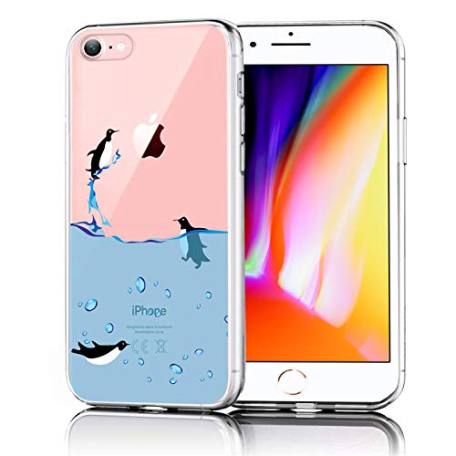 Conie® Handyhülle Rück Schale für iPhone 7/8, Ultra Slim TPU Hülle aus Silikon mit Bilder Motiv, Kanten Display Kamera Schutz, Motiv Pinguin Design von Conie