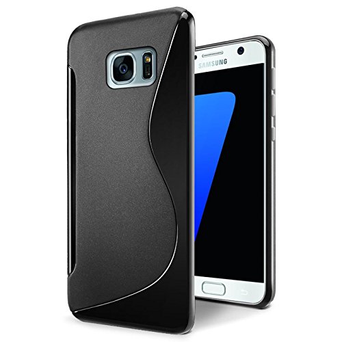 Conie SC35167 S Line Case Kompatibel mit Samsung Galaxy S7 Edge, TPU Smartphone Hülle Transparent Matt rutschfeste Oberfläche für Galaxy S7 Edge Rückseite Design Schwarz von Conie