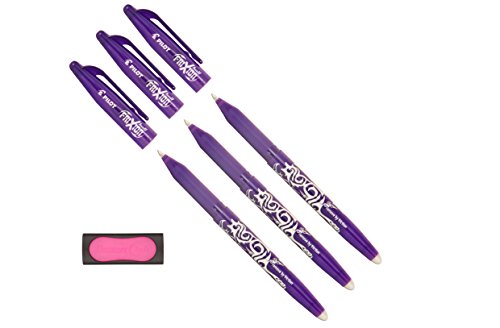 Pilot Tintenroller Frixion Ball, radierbar (3er Pack + Radierer, violett) von Conipa