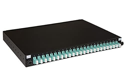 Connetto - Glasfaserplatte 19" mit 24 Adaptern LC Duplex OM3 Tiefe 250 mm Farbe schwarz von Connetto
