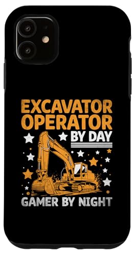 Hülle für iPhone 11 Baggerfahrer bei Tag Gamer bei Nacht Konstruktion von Construction Excavator Operator Gifts