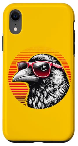 Hülle für iPhone XR Crow Bird Sonnenbrille Sonnenuntergang Retro Style Vintage 70er Jahre von Cool Birds Sunset Retro Vintage 70s Store