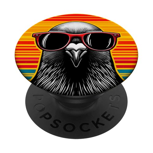 Tauben-Sonnenbrille Sonnenuntergang Retro Stil Vintage 70er Jahre PopSockets mit austauschbarem PopGrip von Cool Birds Sunset Retro Vintage 70s Store