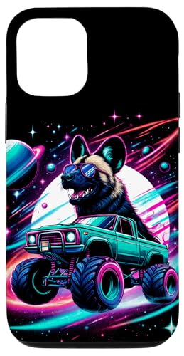 Hülle für iPhone 13 Cooler afrikanischer Wildhund fährt Monstertruck im kosmischen Raum von Cool Cosmic Space Art Store