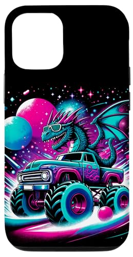 Hülle für iPhone 15 Pro Cooler Drache fährt Monstertruck im kosmischen Raum von Cool Cosmic Space Art Store