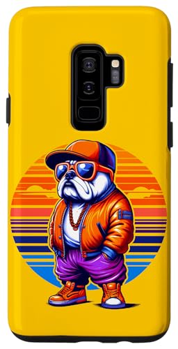 Hülle für Galaxy S9+ Coole Bulldogge, moderner urbaner Stil, Sonnenuntergang, Retro-Grafikkunst von Cool Dogs Modern Urban Style Sunset Retro Art