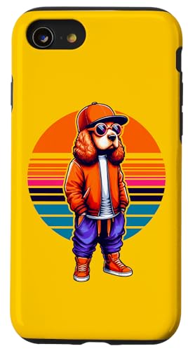 Hülle für iPhone SE (2020) / 7 / 8 Cocker Spaniel Hund Modern Urban Style Sunset Retro Graphic von Cool Dogs Modern Urban Style Sunset Retro Art