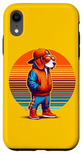 Hülle für iPhone XR Cooler Beagle-Hund, moderner urbaner Stil, Retrografik bei Sonnenuntergang von Cool Dogs Modern Urban Style Sunset Retro Art