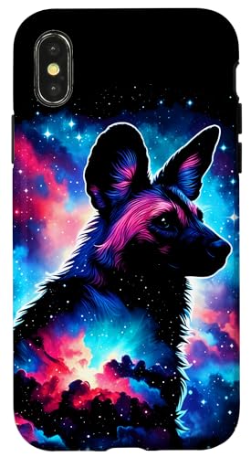 Hülle für iPhone X/XS Coole kosmische afrikanische Wildhund-Galaxie-Grafik-Weltraumkunst von Cool Galaxy Space Animals Art Store