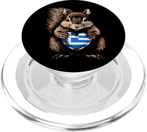 Griechische Wurzeln, griechischer Stolz, Griechenland, Flagge, Eichhörnchen, Herz PopSockets PopGrip für MagSafe von Cool Hellenic Roots Greece