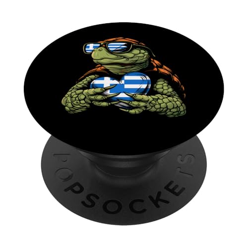 Griechischer Stolz Herz Schildkröte Griechische Wurzeln Griechenland Flagge Hellenic PopSockets Klebender PopGrip von Cool Hellenic Roots Greece