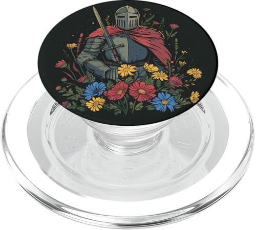 Hübscher lustiger Ritter mit Blumen für schöne Dienstmädchen PopSockets PopGrip für MagSafe von Cool Knight with flowers