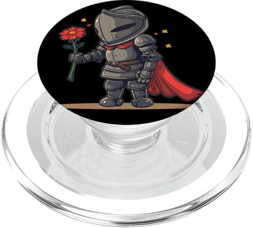 Lustiger kleiner Ritter mit Blume in der Hand für Jungen und Mädchen PopSockets PopGrip für MagSafe von Cool Knight with flowers